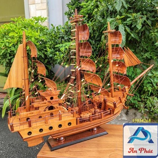 Thuyền Buồm Phong Thủy Gỗ Gõ 60x80cm