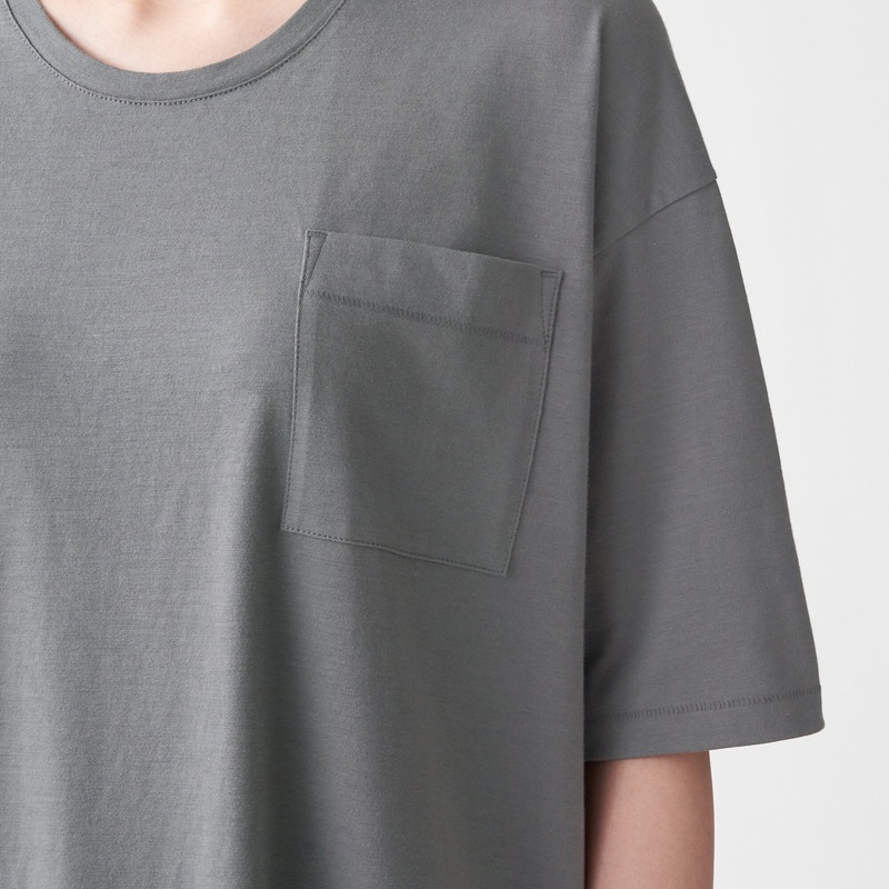 Muji Áo Tunic Dáng Dài Vải Jersey Sợi Slub