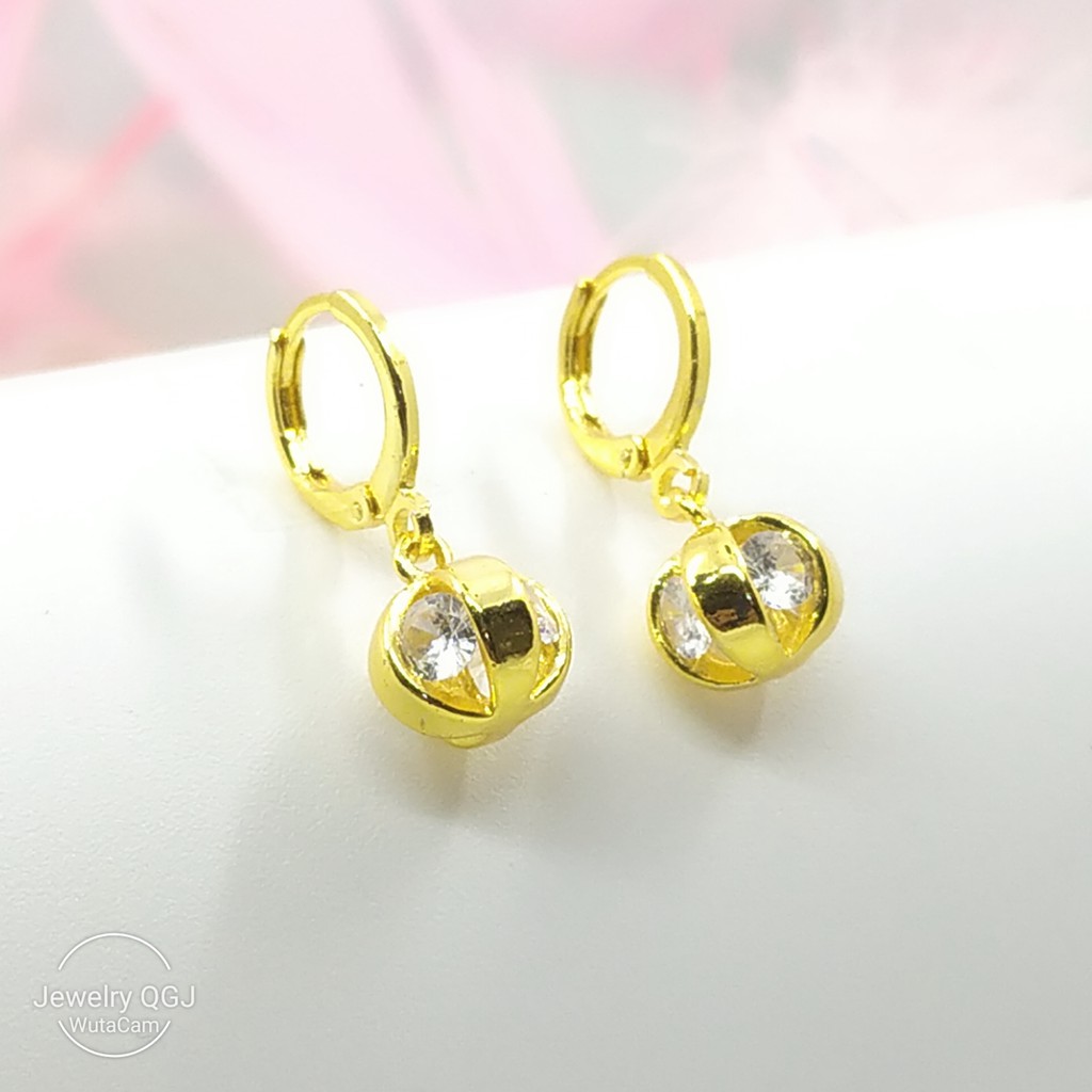 Bông tai bạc 925 quả cầu nhỏ đính đá  pha lê nhỏ lấp lánh sang trọng ANTA Jewelry - ATJ3095