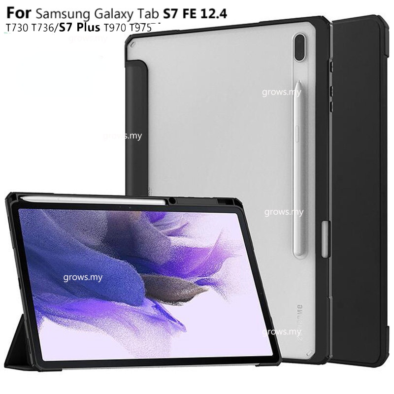 Ốp Máy Tính Bảng Bằng Chất Liệu PU + Acrylic Cho Samsung Galaxy Tab S8 S7 + S7 FE 12.4 T730 T735 T736 + T970 T975 S6 Lite 10.4