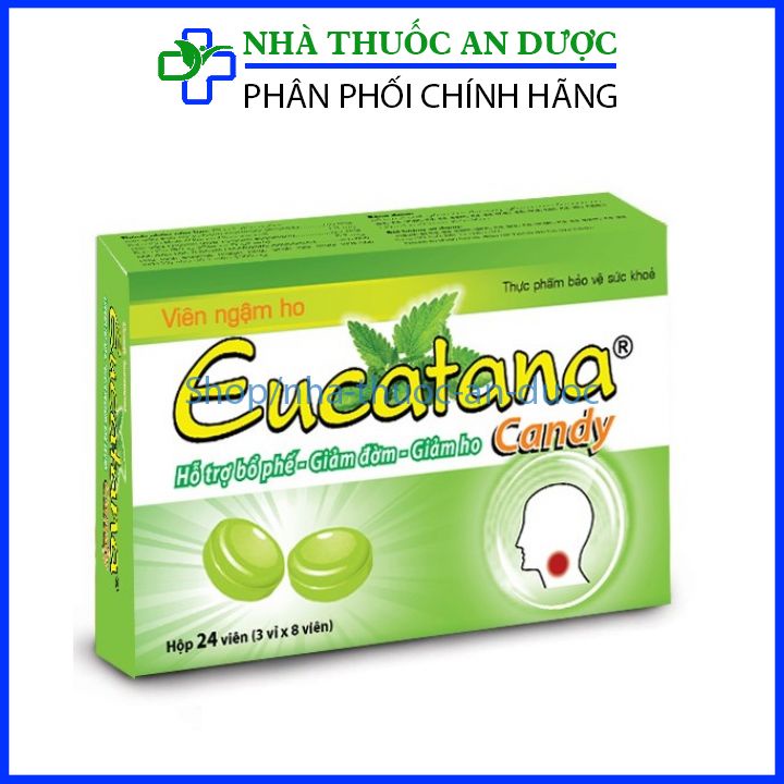Viên ngậm ho thảo dược Eucatana giáp giảm ho ấm họng , giảm ngứa ngừa viêm họng hộp 24 viên