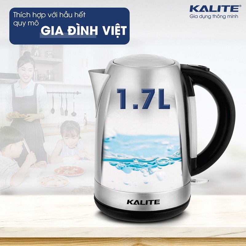 Bình Siêu Tốc Kalite KL 301 Dung Tích 1,7L Đun Siêu Tốc 3 Phút, Tự Ngắt Điện An Toàn