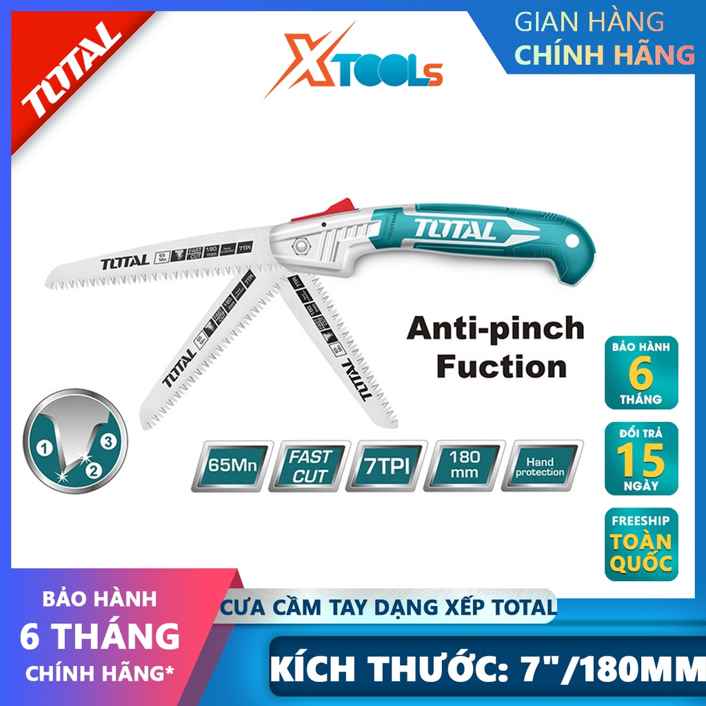 Cưa cầm tay dạng xếp TOTAL THFSW18026 | cưa gỗ ckích thước 7"/180mm chất liệu Mn65 7 răng/ 1 inch