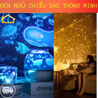 Đèn ngủ chiếu sao thông minh, cổ tích, đại dương, sinh nhật xoay tự động đèn LED lãng mạn
