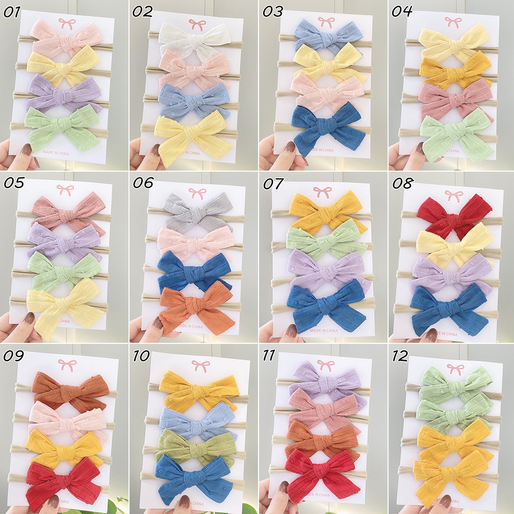 KIDSBOWS Set 4 Băng Đô Đính Nơ Dễ Thương Cho Bé