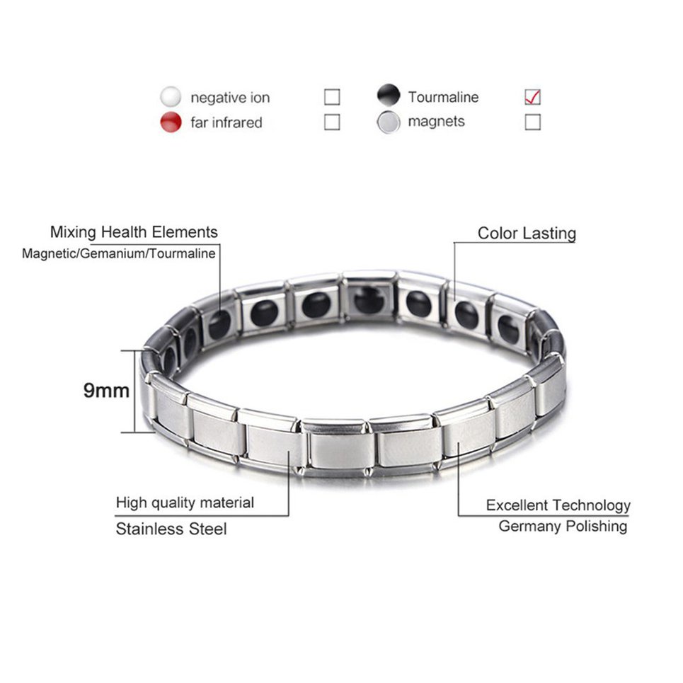 Magnetic Therapy Bracelet Stainless Steel Wristband Energy Magnet Bracelet