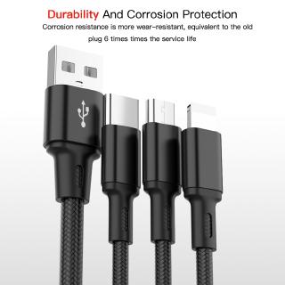 Dây cáp sạc 3 trong 1 có đầu Lightning / Micro USB/ Type C cho Iphone / Android