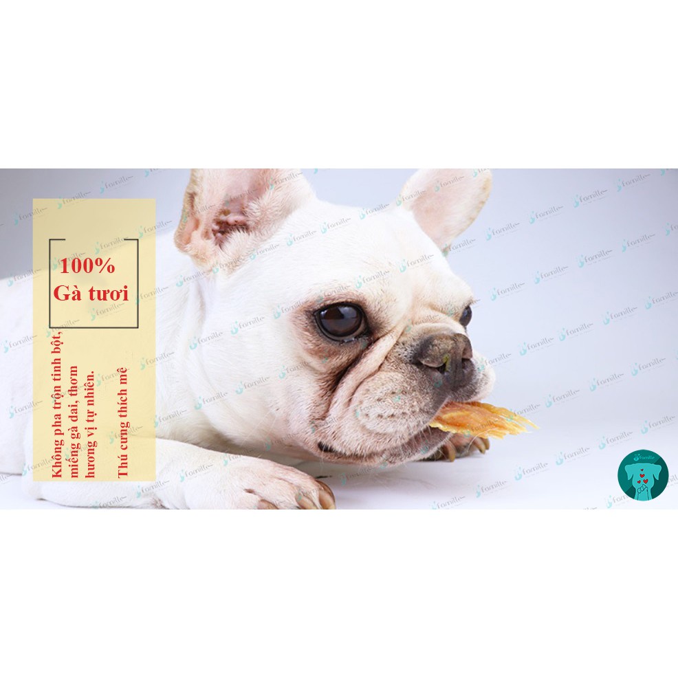 [TOP 1 SHOPEE]Thức Ăn Bổ Sung Cho Chó JFamille, Khô Gà Cắt Lát, Cung Cấp Protein Sạch. Gói 100gr - JF05