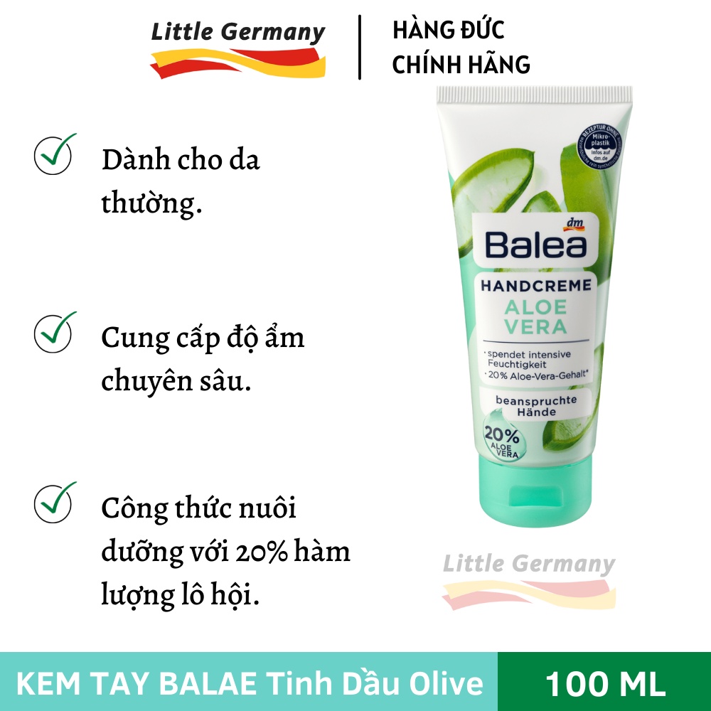 Kem dưỡng da tay Balea 100ml - Olive, Lô Hội, Bơ & Chanh - Hàng Đức chính hãng