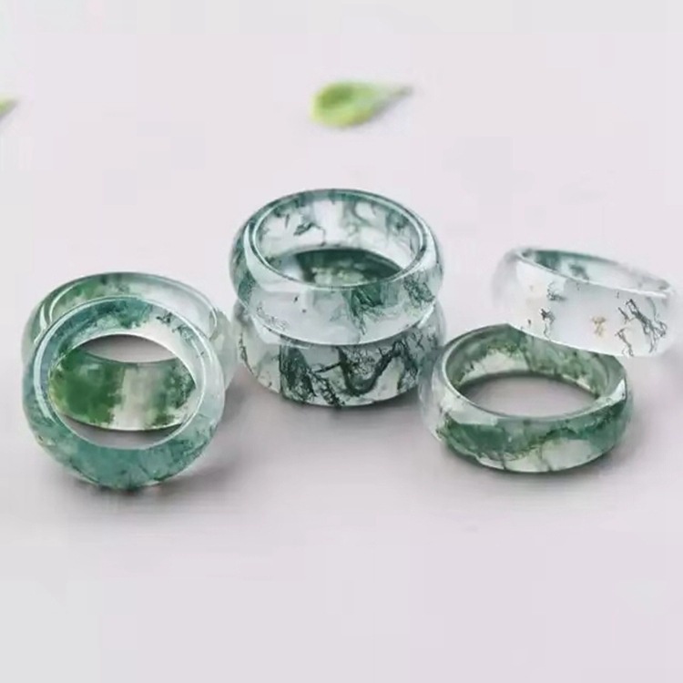 Nhẫn Đá Mã Não Màu Xanh Lá / Đỏ Dành Cho Cặp Đôi