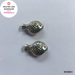 Bịch 2 cái/10gr - Mặt xi trắng hạt xỏ hình cá chép - HXB051