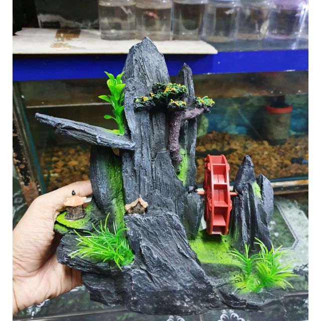 CẢNH NÚI BÁNH QUAY TRANG TRÍ HỒ CÁ NON BỘ 23x12x26cm
