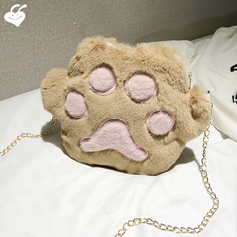 1 Túi Đeo Chéo Vai Hình Chân Mèo Dễ Thương Dành Cho Nữ Sinh