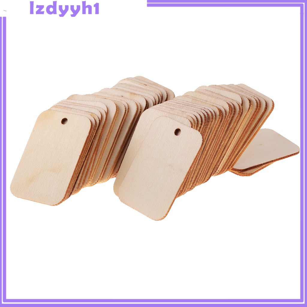 Set 100 Thẻ Gỗ Hình Chữ Nhật Màu Trắng Và Tự Nhiên Dùng Làm Đồ Thủ Công