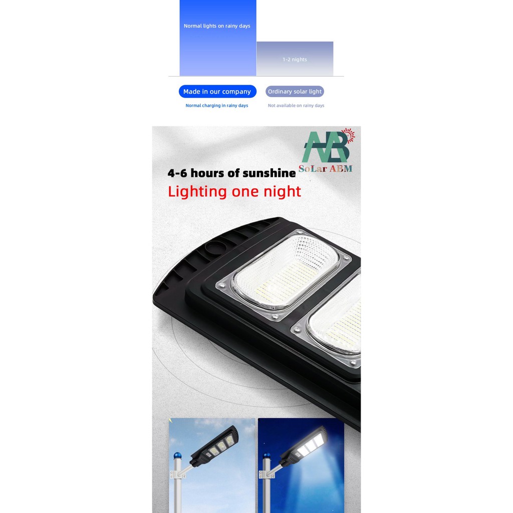 200W Đèn Đường Tấm Pin Liền Thể Năng Lượng Mặt Trời , Cảm Biến Chuyển Động , IP67 Chống Nước , mã : ABM-JL21200A