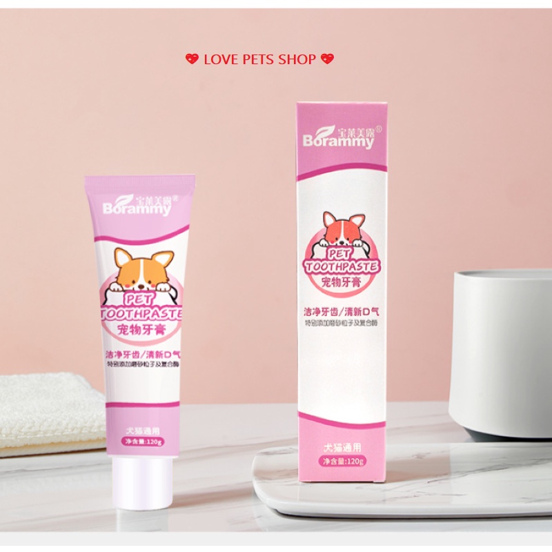 BỘ HAI BÀN CHẢI ĐÁNH RĂNG SILICON KÈM KEM ĐÁNH RĂNG CHO CHÓ MÈO BORAMMY - LOVE PETS SHOP