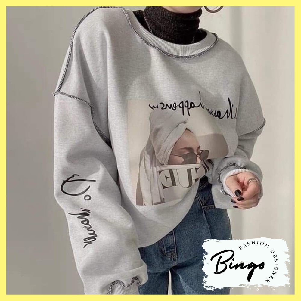 Áo Sweater Vogue Thời Trang Form Rộng Dài Tay, Áo Nỉ Dài Tay