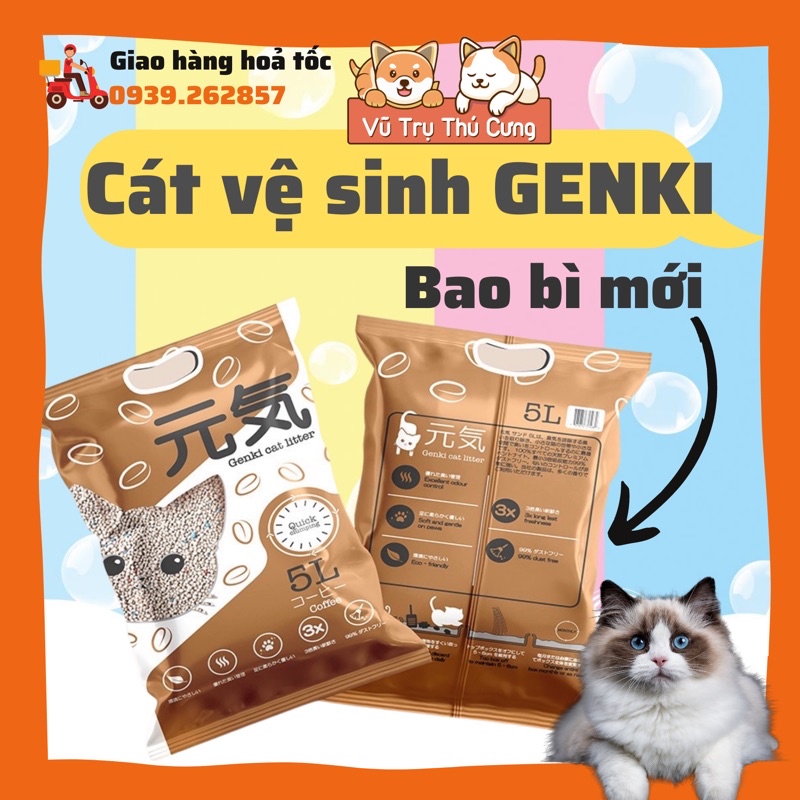 Cát vệ sinh cho mèo Genki Nhật Bản - Túi 5 Lít