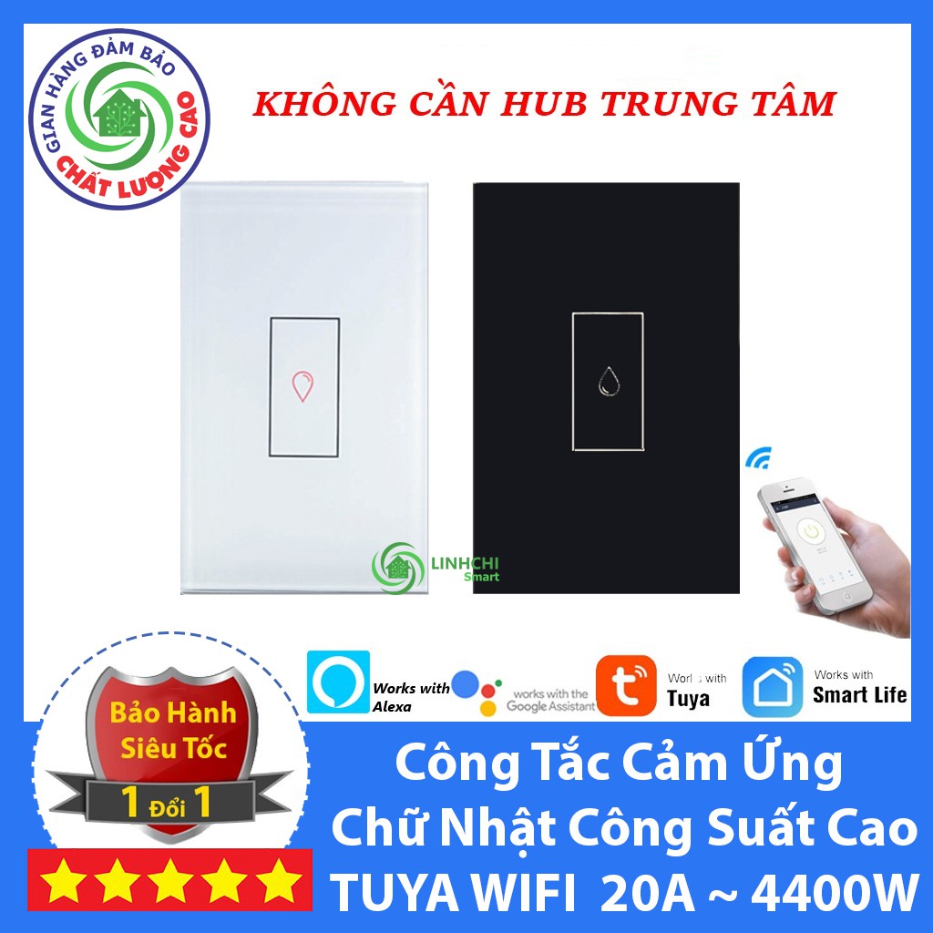Công Tắc Bình Nóng Lạnh Wifi Tuya Công Suất Cao 20A 4400W - New Design 2021
