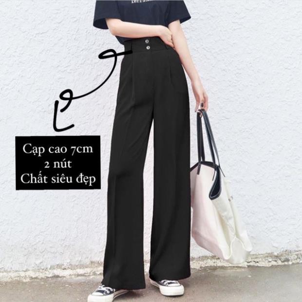 Quần ống suông culottes dài 100cm cạp bản to 7 phân 2khuy siêu Hot | BigBuy360 - bigbuy360.vn