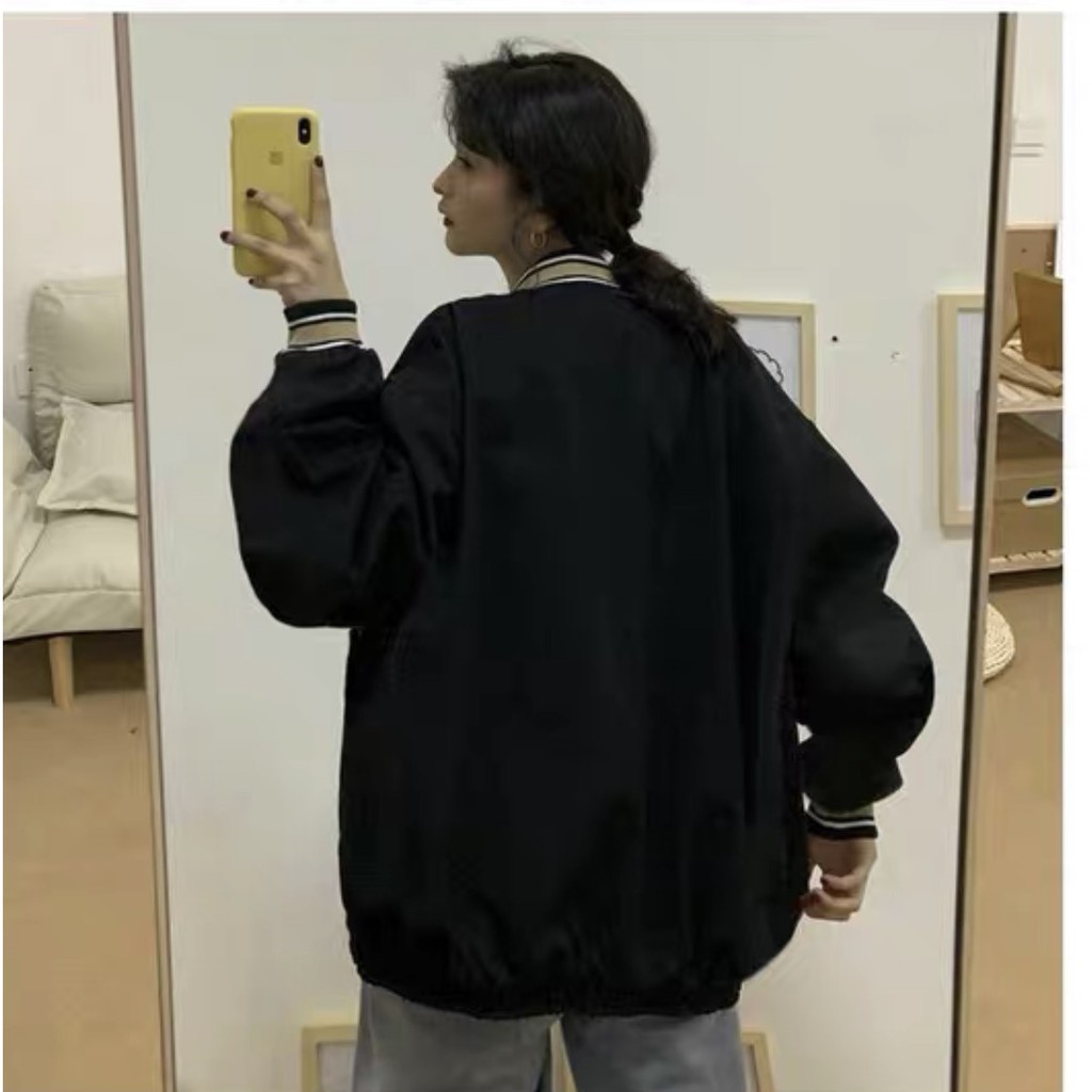 Áo khoác bomber bóng chày nữ 5426 dáng rộng unisex | BigBuy360 - bigbuy360.vn