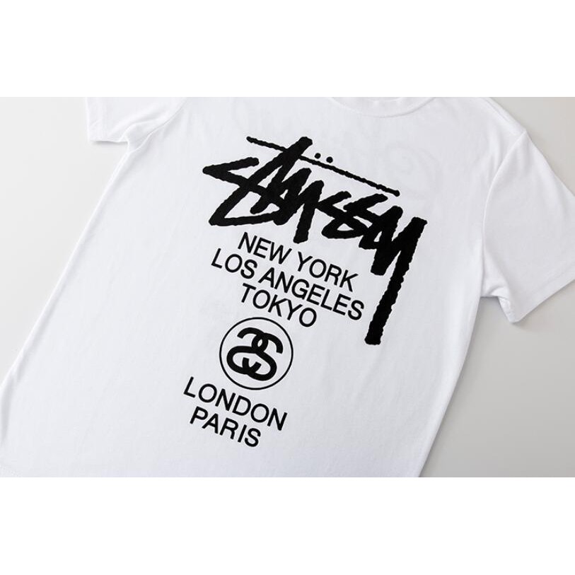 Áo Thun Cotton Tay Ngắn In Chữ Stussy Thời Trang Cho Nam Và Nữ