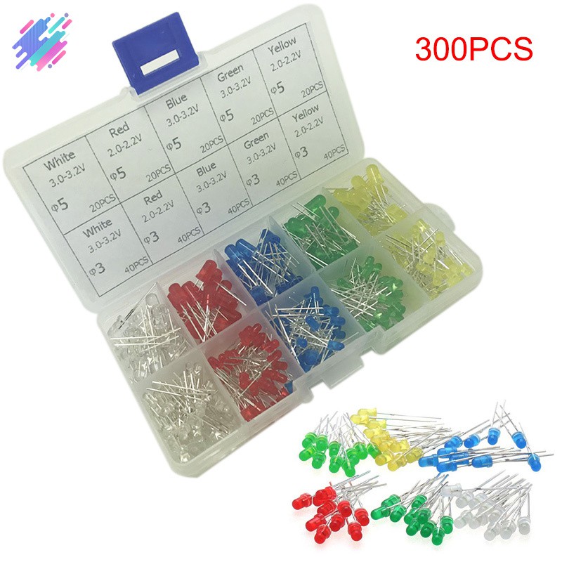 Set 300 điốt bóng đèn LED 3mm 5mm nhiều màu độc đáo xinh xắn