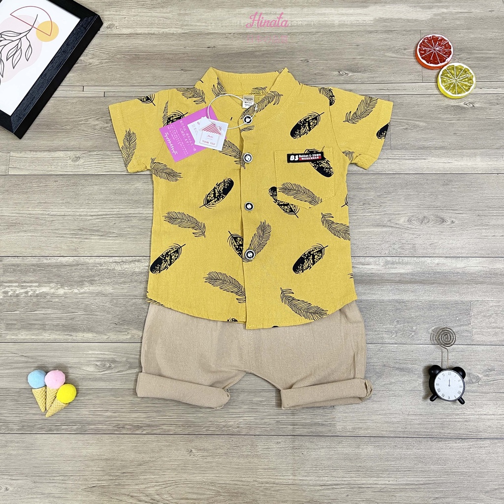 Set bộ rời sơ mi cọc tay phối quần cho bé trai HINATA - thoáng mát cho bé ngày dài năng động BF62