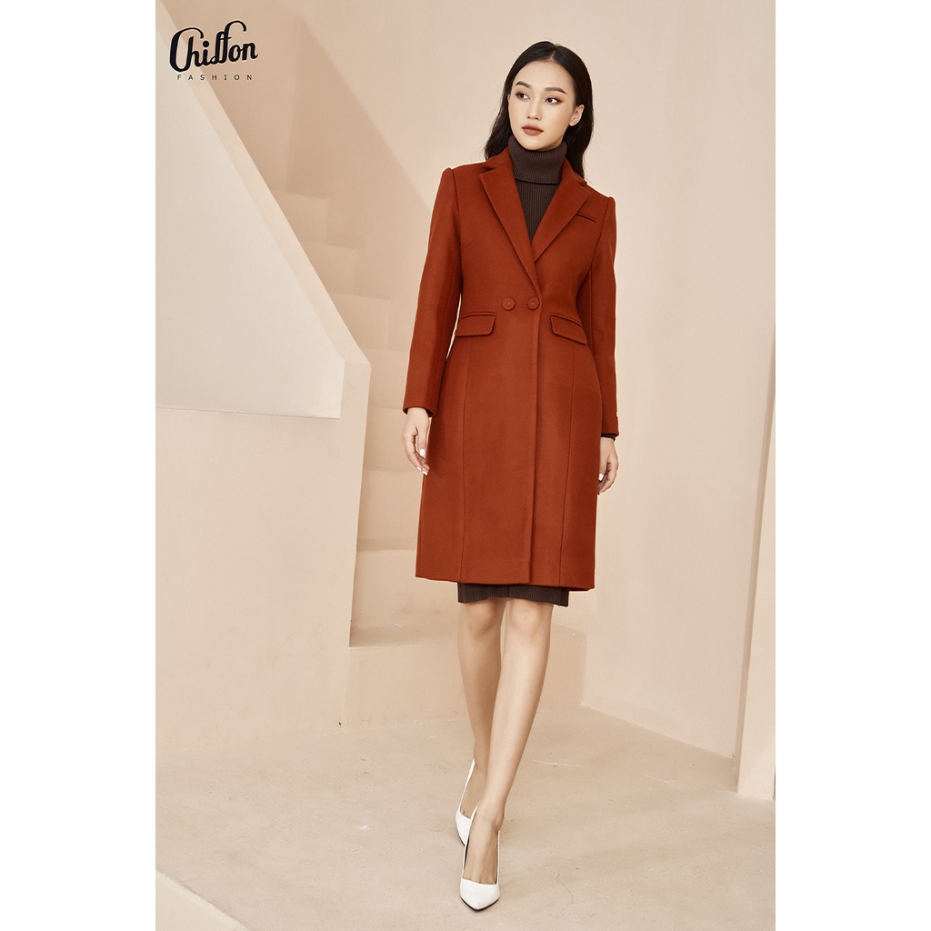 Áo dạ dáng dài cao cấp cổ ve túi vuông 2 cúc thiết kế by Chiffon