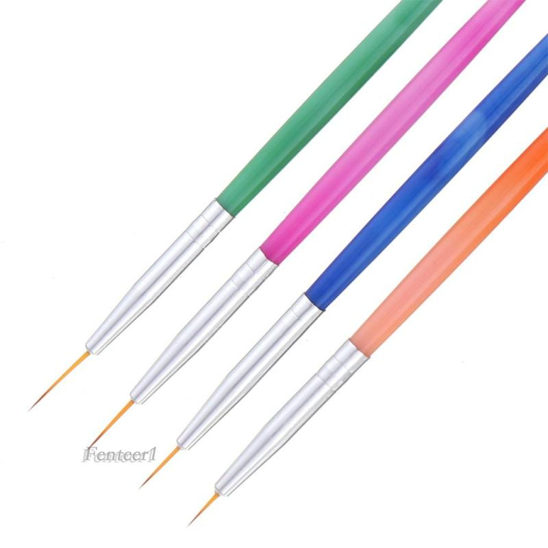 [Fenteer1] 4 Cọ Vẽ Móng Tay Nghệ Thuật Bằng Lông Nylon Pha Trộn Chi Tiết Ngắn