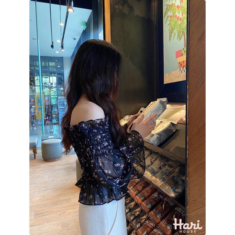 [Thiết kế có sẵn ]Áo hoa trễ vai mùa thu nhập khẩu Hàn Quốc phong cách tiểu thư sang chảnh | BigBuy360 - bigbuy360.vn