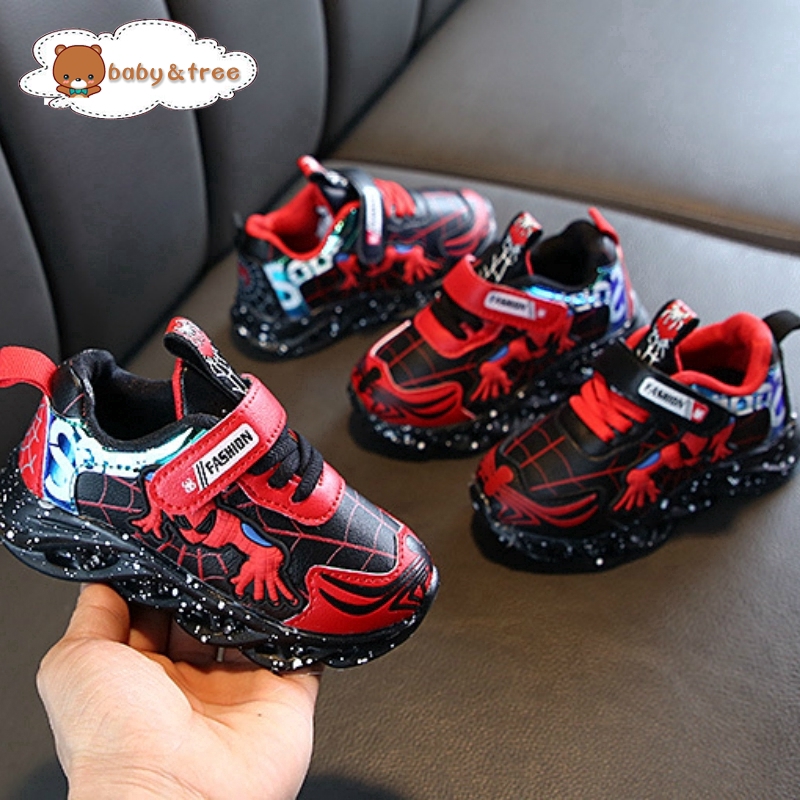 Giày thể thao có đèn LED họa tiết Spiderman thời trang L6256