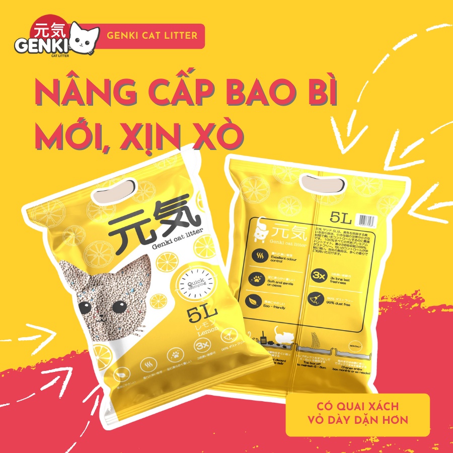 [Chỉ GIAO HỎA TỐC Tp.HCM] Cát Vệ Sinh Mèo Cát Genki Túi 5L - Miki Petshop