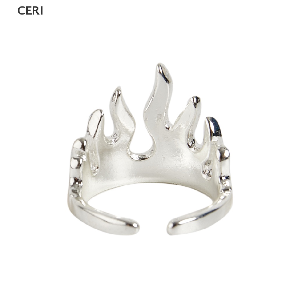 CE Goth Punk Flame Ring Women Men Girls Boys Hip Hop Flame Opening Party Ring RI