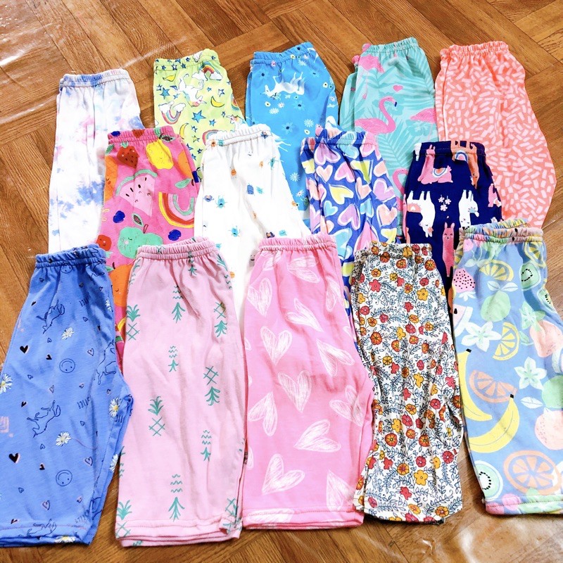 🍒Quần legging lửng đùi bé gái chất cotton vải xuất dư size 8-18kg