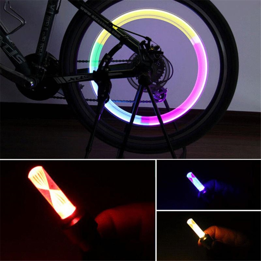 Đèn Led 7 Màu Gắn Van Bánh Xe Đạp Trang Trí Sáng Tạo Thời Trang