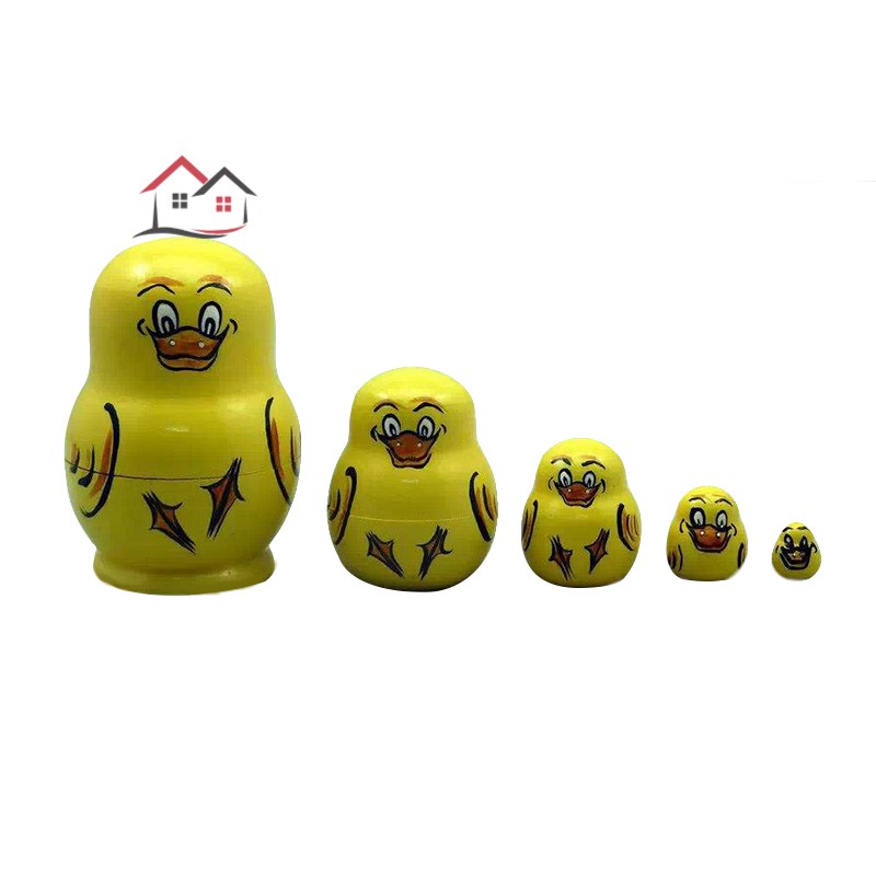 Búp Bê Nga Matryoshka 5 Lớp Bằng Gỗ Vẽ Tay Trang Trí Nhà Cửa