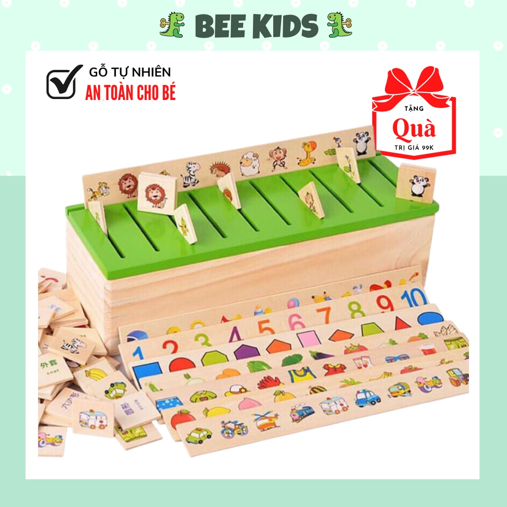 Đồ Chơi Cho Bé Hộp Thả Hình Theo Chủ Đề Bằng Gỗ - Hộp Thả Hình Thẻ Giáo Cụ Montessori