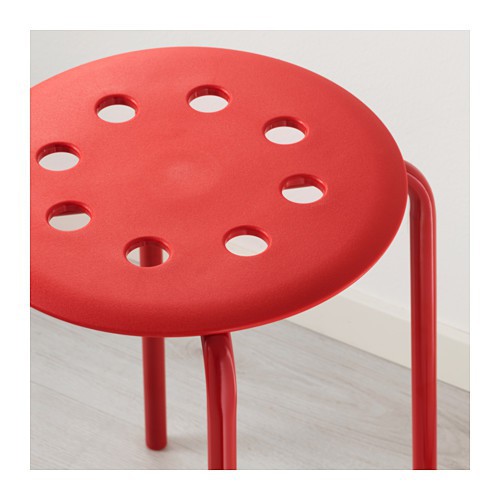 Ghế đẩu tròn chân sắt IKEA Marius - đỏ