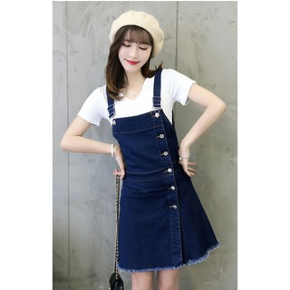 Đầm Yếm Jean Nữ Nút Dọc Thời Trang