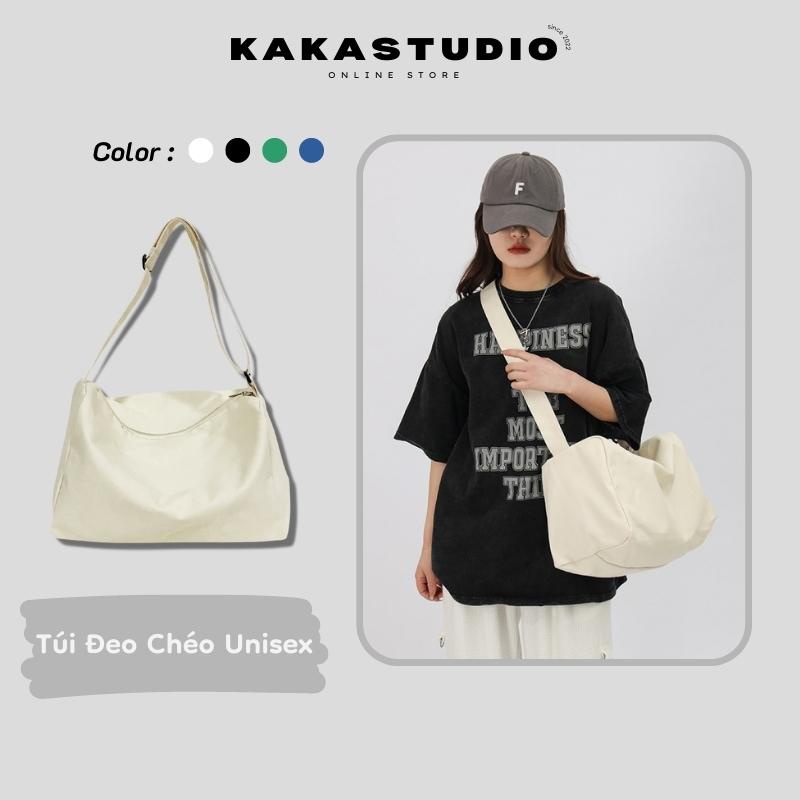 Túi đeo chéo canvas cỡ lớn KAKASTUDIO túi vải đeo chéo nam nữ đi học đi chơi thời trang học sinh sinh viên Hàn Quốc