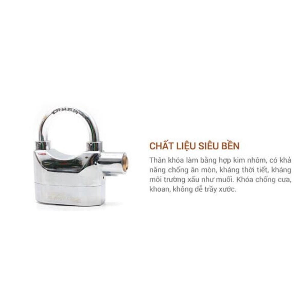 Ổ khoá báo động, khoá chống trộm KINBAR cao cấp chính hãng, có 2 chế độ, khoá cửa nhà, xe máy, chống cắt, chống ăn mòn