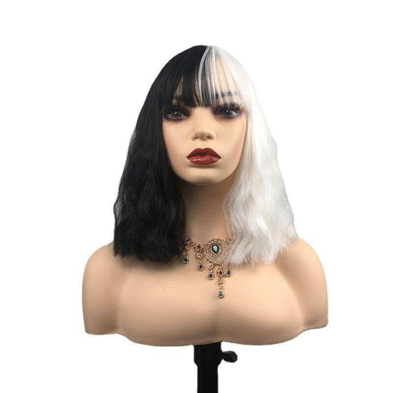 Bộ Tóc Giả Hóa Trang Phù Thủy Màu Trắng Đen Cho Nữ