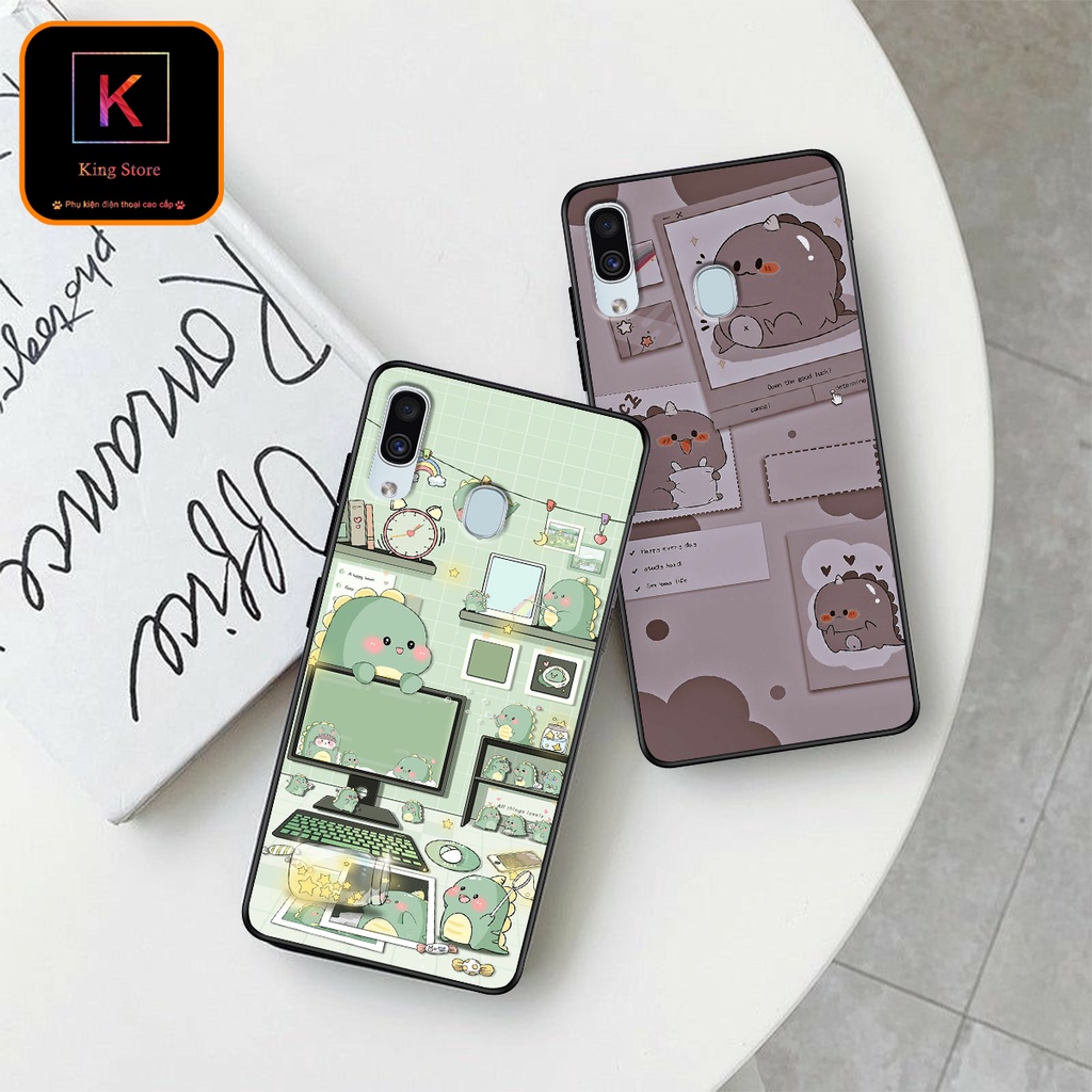 Ốp lưng Samsung A20 - A20s - A30 - A30s - Ốp Samsung in hình khủng long DinoCute - Lưng nhám viền TPU
