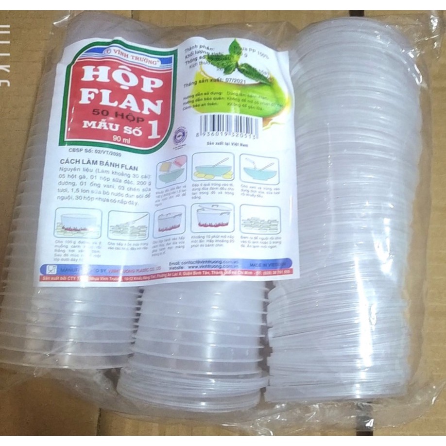 50 cái hộp khuôn bánh flan, khuôn rau câu số 1 nhựa PP Vĩnh Trường