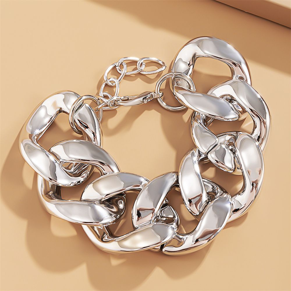 Vòng Đeo Tay Kiểu Dây Xích Bản Rộng Dày Dặn Phong Cách Hip Hop Thời Trang Cho Nam Và Nữ