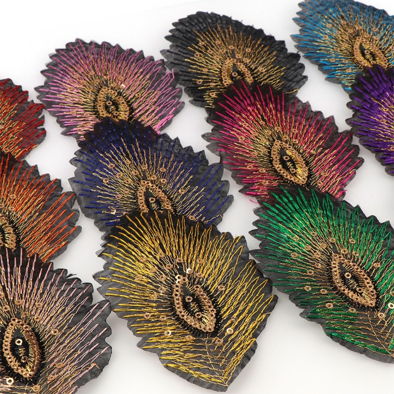 Bộ 12 Sticker Ủi Thêu Hình Chim Công Thời Trang