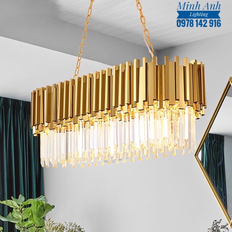 Đèn Thả Pha Lê K9 L120cm Gắn Trần Phòng Khách Bàn Ăn Sảnh Nhà Hàng Tặng Kèm Bóng LED Minh Anh