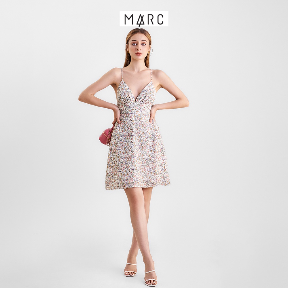 Đầm 2 dây nữ MARC FASHION mini họa tiết hoa cổ V FAVH0320 | BigBuy360 - bigbuy360.vn