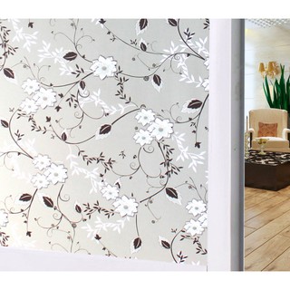 Decal dán kính hoạ tiết leo có hoa có keo sẵn - Khổ rộng 45cm